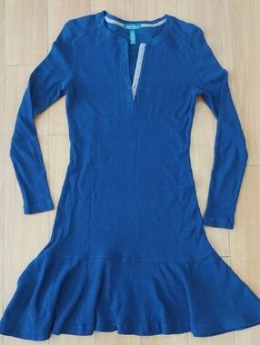 Lauren Jeans Co. RALPH LAUREN  Button Down ng Sleeves Navy Blue Henley Dress S
